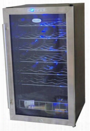 Awc330e Newair 33 Bottle Compressor Wine Cooler With Digital Temperature Readout Interior Led Lights Locking Doors And Removable Wine Racks In Stainless