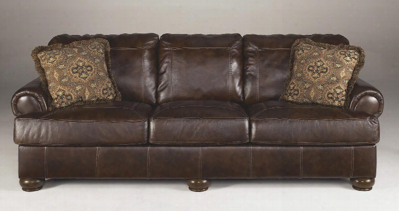 Axiom Collection 4200038 100" Sofa With 100% Leather Upholstery Plush Rolled Arms Stitched Detailing And Casual Style In