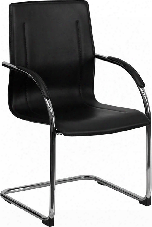 Bt-509-bk-gg Black Vinyl Side Chair With Chrome Sled