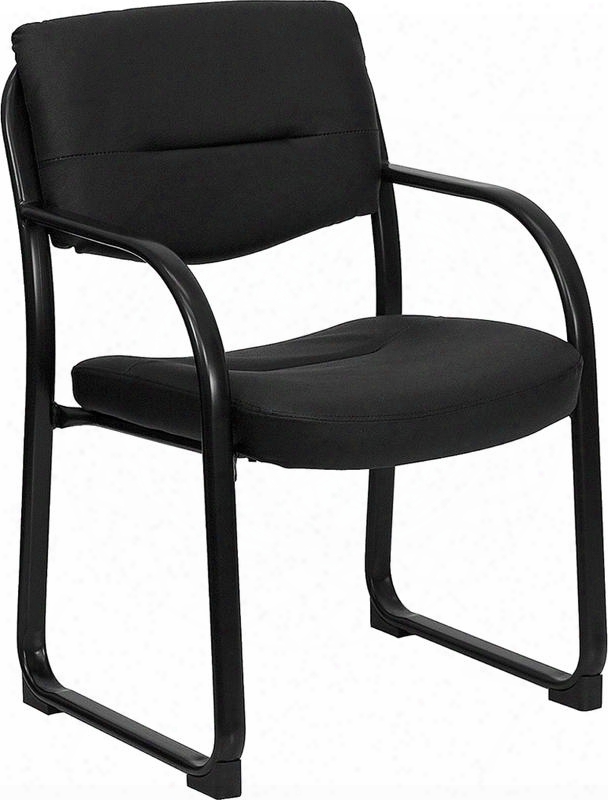 Bt-510-lea-bk-gg Black Leather Executive Side Chair With Sled