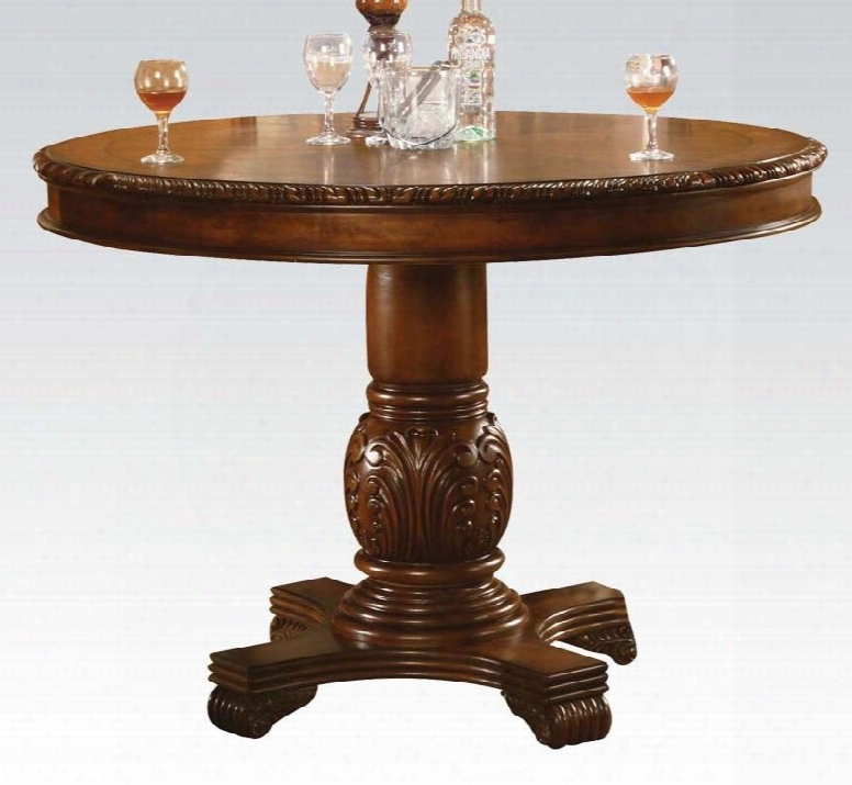 Chateau De Ville Collection 04082 48" Counter Height Table With Scrolled Pedestal Base  Round Top Wood Veneers And Medium-density Fiberboard (mdf) In Cherry