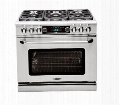 Connoisseurian Series Csb366-n 36" Dual Fuel Natural Gas Range With 6 Sealed Burners Moto-rotis Moist Assist And Flex-roll Oven Racks In Stainless