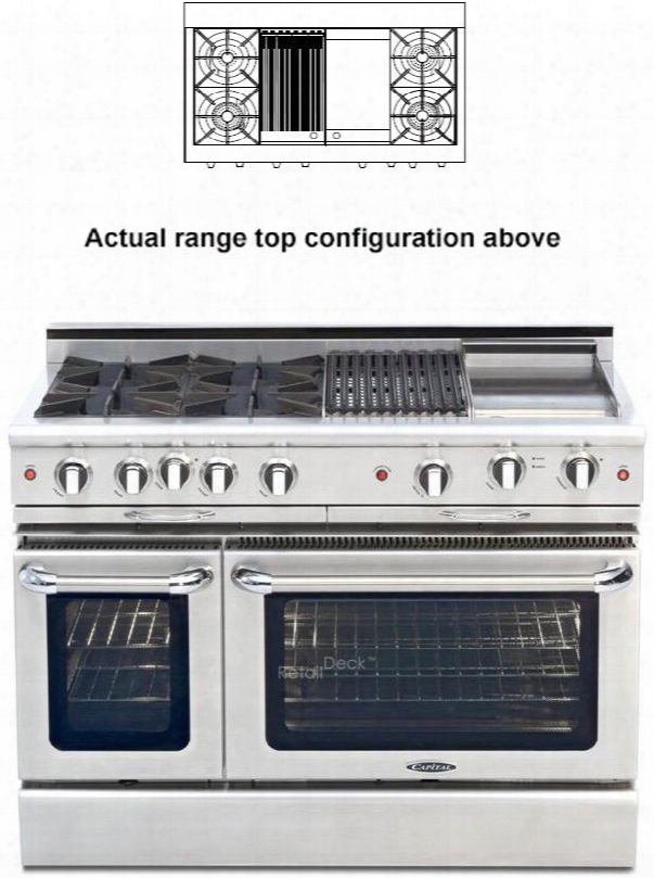 Culinarian Mcor484bgn  48" Natural Gas Range With 4 Sealed Burners Dual Bbq Burner 4.9 Cu. Ft. Capacity Ez-glides Stay-cool Knobs And Flush Island Trim In
