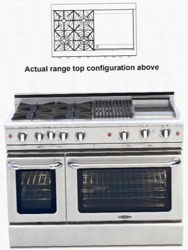 Culinarian Series Mcor484ggl 48" Liquid Propane Range With 4 Sealed Burners 4.9 Cu. Ft. Capacity Ez-glides Stay-cool Knobs And Flush Island Trim In