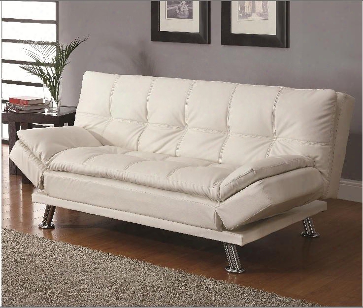 Dilleston Collection 300291 73" Contemporary Styled Futon Sleeper Sofa With Leatherette Upholstery Casual Seam Stitching And Tufted Back In