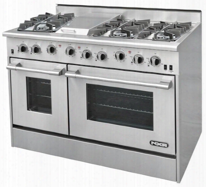 Drgb4801 48" Pro-style Gas Range With 6 Esaled Burners Griddle 4.2 Cu. Ft. Convection Oven & 2.5 Cu. Ft. Secondary Oven And Infrared Broiler In Stainless
