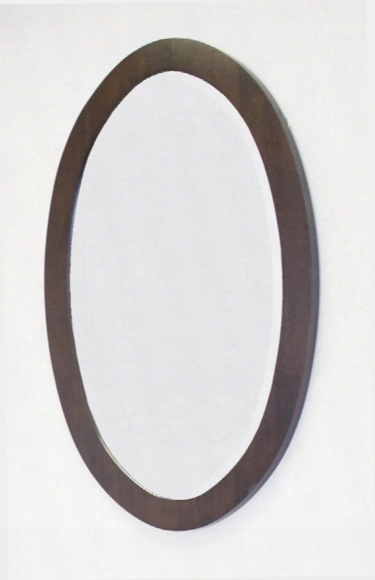 Essex Img-172 24" Oval Hardwood Framed Wall Mirror With 7 Step Stain Finish Beveled Edge Glass Nylon Seal Pre-installed Mounting Hardware In