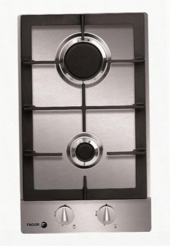 Fa-320sx 12" Two Burner Gas Cooktop With Electronic Ignition 1 Cast Iron Enameled Grate & In Stainless