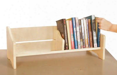 G6469 24" Tabletop Book Browser With Angled Base Design Adjustable Book Stop Birch Plywood Construction In Natural Light Wood