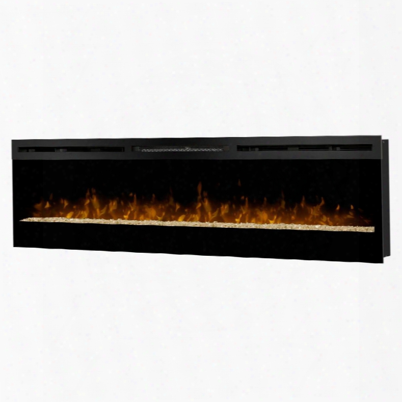 Galveston Series Blf74 74" Wall Mount Electric Fireplace With Led Flame Technology Glass Ember Bed And Supplemental Heat In