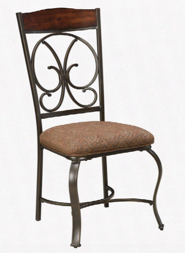Glambrey D329-01 20" Dining Side Chair With Fabric Upholstery Tubular Metal Frame And Scrolled Metal Accents In