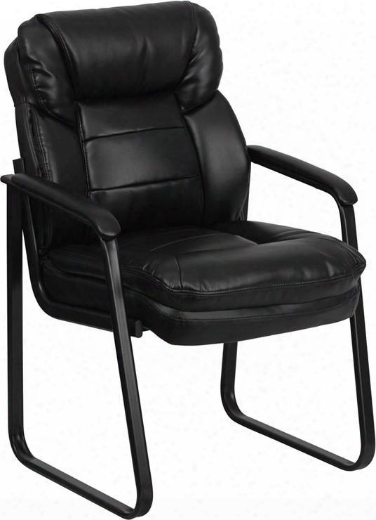 Go-1156-bk-lea-gg Black Leather Executive Side Chair With Sled