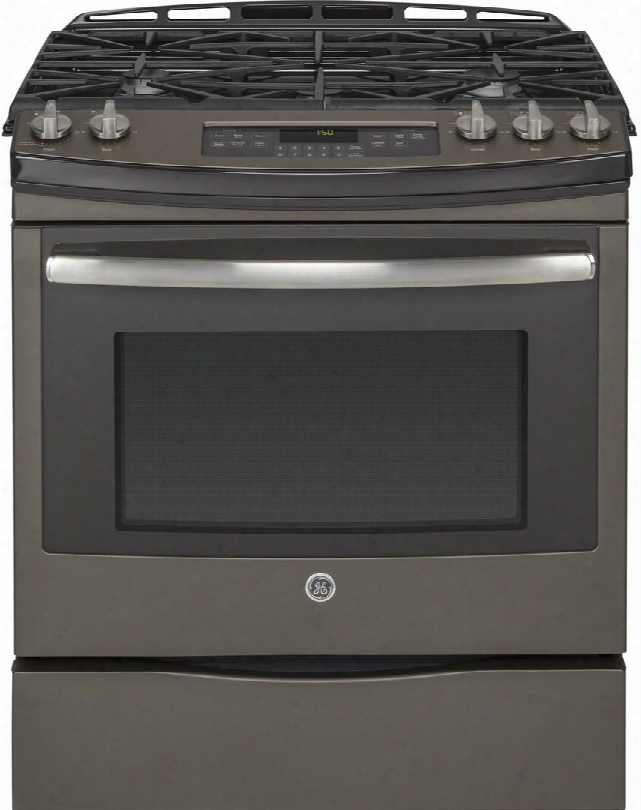 Jgs750eefes 30&quoy; Slide-in Front Control Gas Range With 5.6 Cu. Ft. Oven Capacity 5 Sealed Burners Self-clean Function Convection And Storage Drawer In