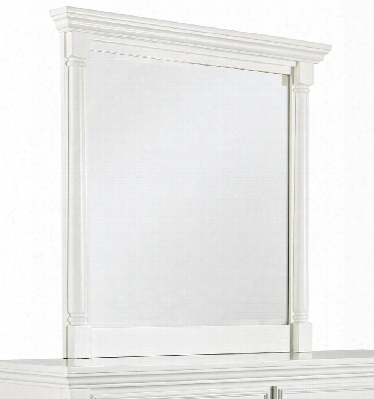 Kaslyn B502-26 39" Bedroom Mirror With Crowned Molding Details Beveled Glass And Half-rounded Pilasters In