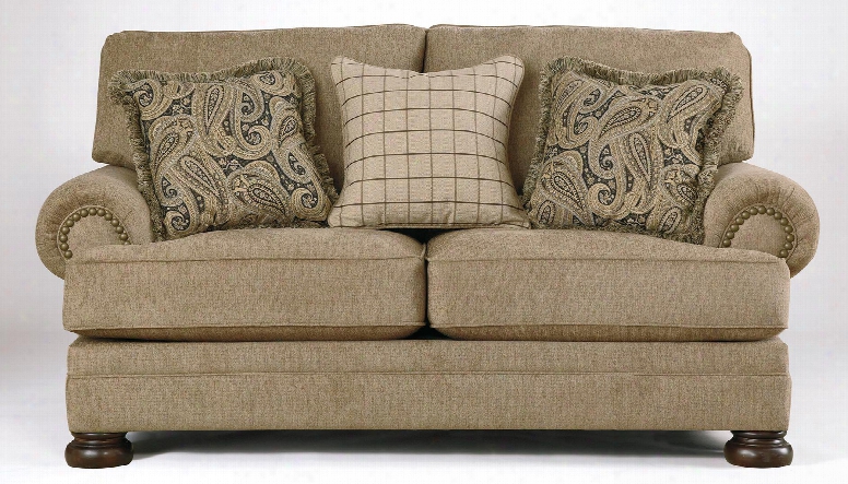 Keereel Collection 3820035 78" Loveseat With Manufactured Cloth Upholstery Rolled Arms Nail Head Accents And Traditional Style In