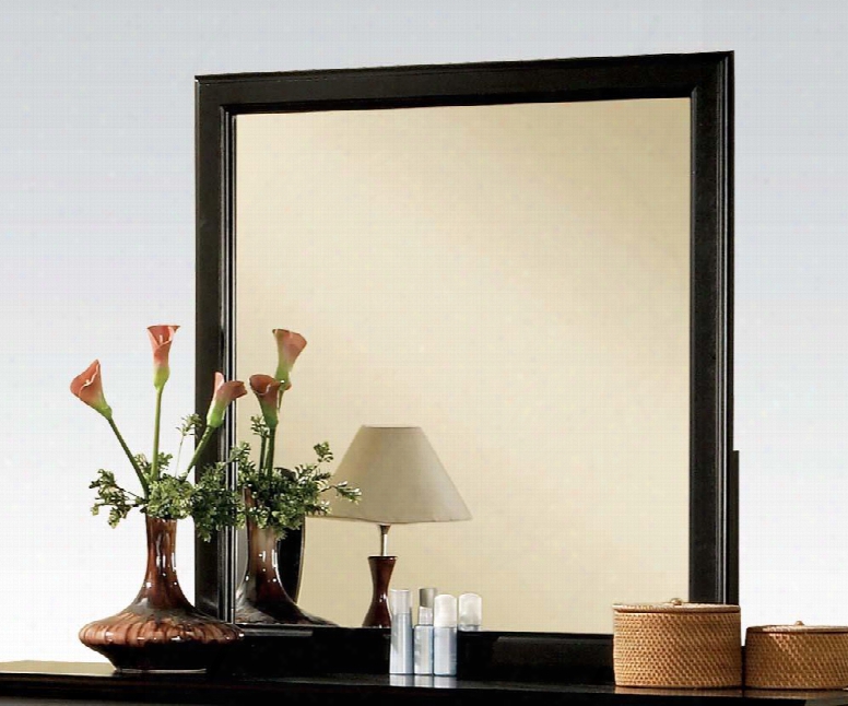 Louis Philippe Iii 19504 36" X 38" Rectangle Mirror With Beveled Edge Solid Rubberwo Od And Gum Veneer Materials In Black