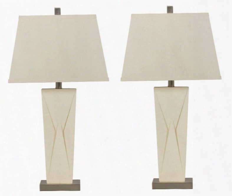 Lradley 245374 Set Od 2 Poly Table Lamps With Tapered Body Metal Base And Hardback Shade In