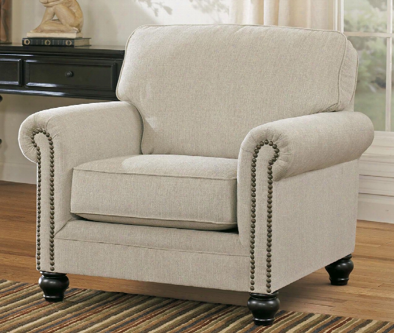 Milari Collection 1300020 42" Chair With Fabric Upholstery Nail Head Accents Rolled Arms And Casual Style In