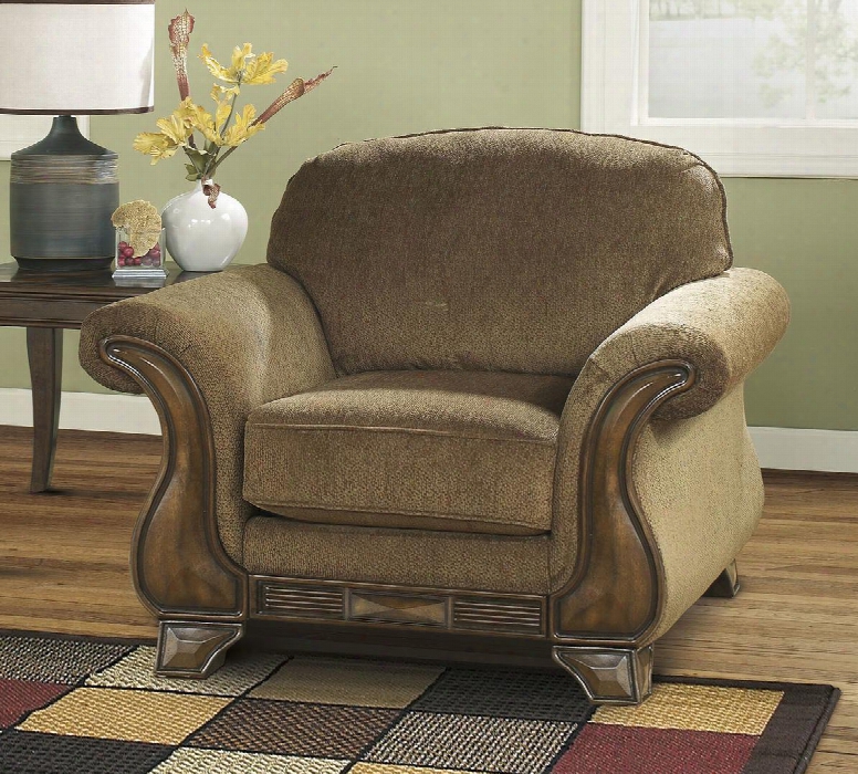 Montgomery Collection 3830020 48" Chair With Fabricu Pholstery Carved Detailing Rolled Arms And Traditional Style In