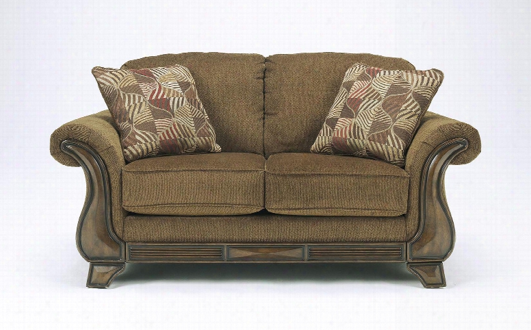Montgomery Collection 3830035 68" Loveseat With Fabric Upholstery Carved Detailing Rolled Arms And Traditional Style In