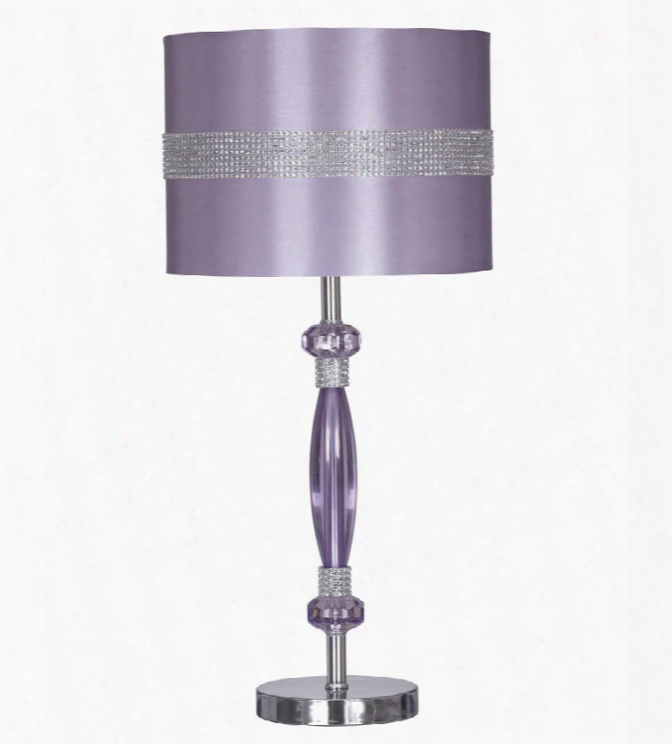 Nyssa L801524 24" Tall Metal Table Lamp With Acrylic Accents Drum Shade And On-off Switch In