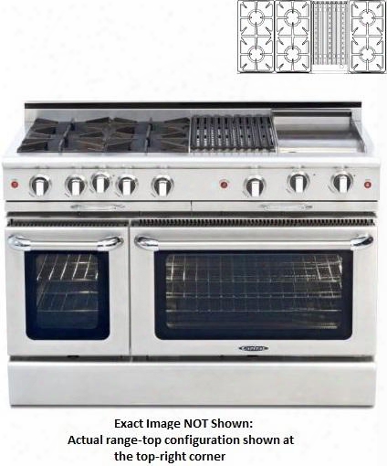 Precision Series Gscr486b-n 48" Freestanding Natural  Gas Range With 6 Sealed Burners 4.6 Cu. Ft. Capacity Secondary 2.1 Cu . Ft. Oven Cavity And Electronic