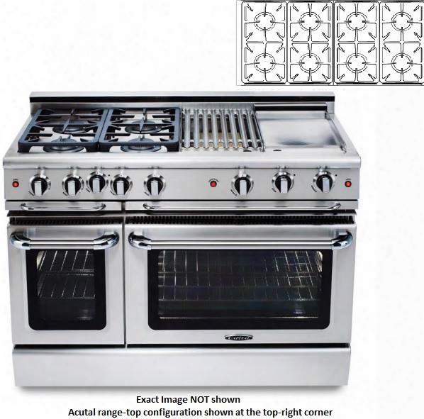 Precision Series Mcr488-l 48" Freestanding Liquid Propane Range With 8 Sealed Burners Primary 4.6 C.u Ft. Oven Capacity And Secondary 2.1 Cu. Ft. Ovven