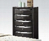 Ireland Collection 04166 32" Chest with 5 Beveled Drawers Brushed Nickel Hardware Center Metal Drawer Glide and Tropical Wood Materials in Black