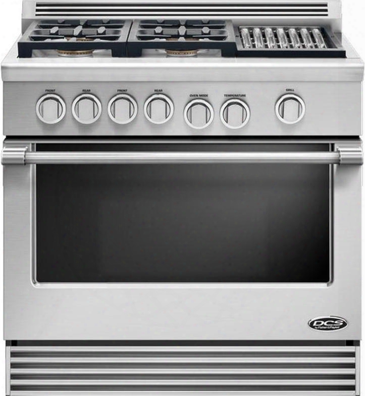 Professional Rdv-364gl-n 36" Pro-style Natural Gas Slide-in Dual Fuel Range With 4.7 Cu. Ft. Self-cleaning Oven 4 Sealed Burners Adjustable Racking System
