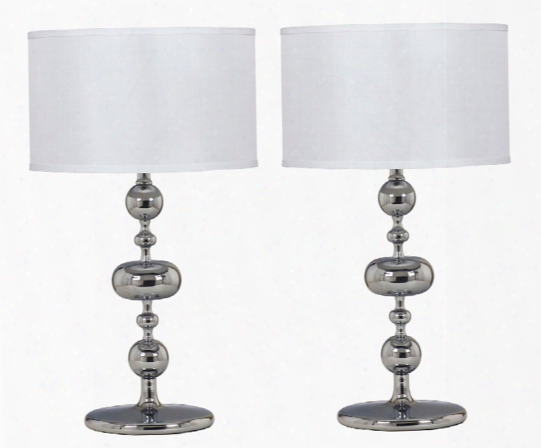 Raschel L416124 Set Of 2 27" Tall Metal Table Lamps In Chrome