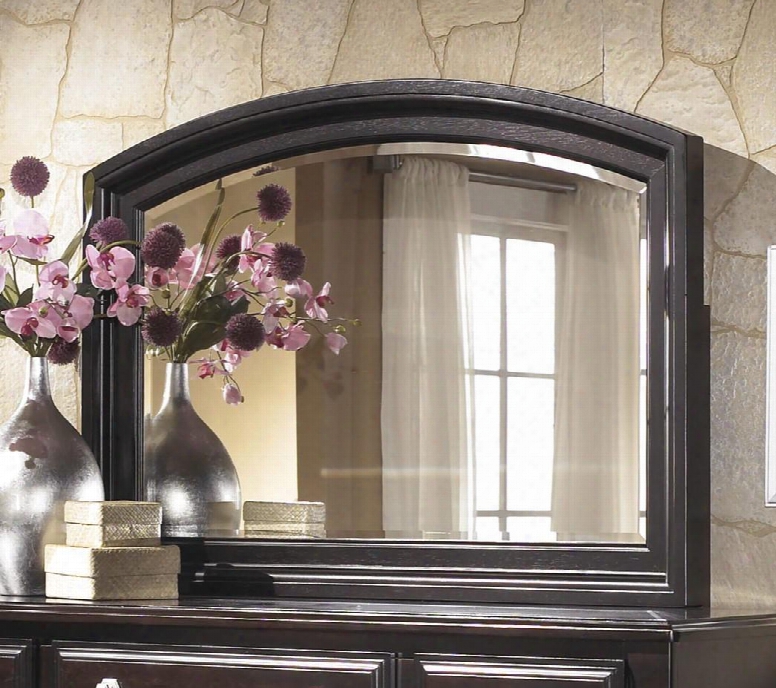 Ridgley B520-36 47" X 33" Bedroom Mirror With Beveled Glass Arched Top And Molding Details In Dark