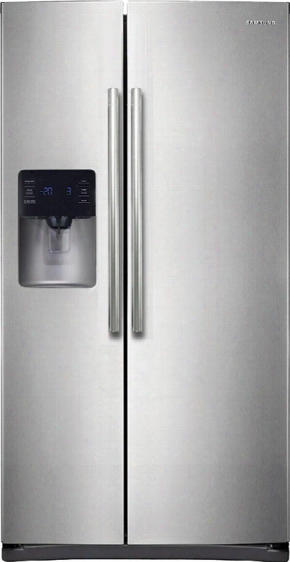 Rs25h5111sr 36" Side-by-side Refrigerator With 24.5 Cu. Ft. Capacity Led Tower Lightin Twin Cooling Plus In-door Ice Maker Digital Led Display And Power