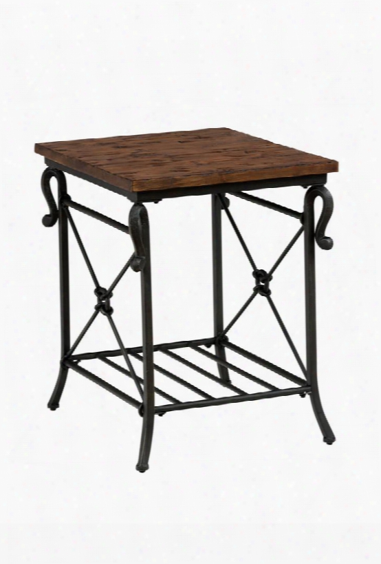 Rutledge Collection 772-3 24" End Table With Solid Pine Tubular Steel And Metal Slat Shelf In