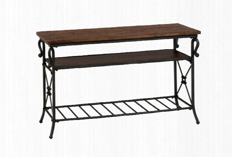 Rutledge Collection 772-4 48" Sofa/media Table With Solid Pine Tubular Steel Wooden Shelf And Metal Slat Shelf In