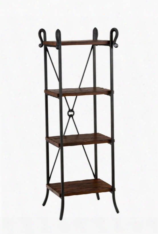 Rutledge Collection 772-8 20" Etagere With Solid Pine Tubular Steel And Four Pine Shelves In