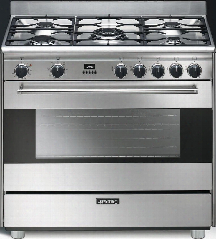 S9gmxu 36" Freestanding Dual Fuel Range With 4.4 Cu. Ft. Capacity 5 Sealed Burners Heavy Duty Cast Iron Grates 8 Cooking Modes 4 Shelf Positions And