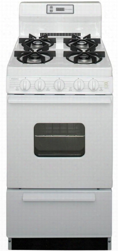 Shk220op Ada Compliant White 20" Sealed Gas Range With 2.4 Cu. Ft. Capacity Fourr Sealed 9 100 Btu Burners 8" Porcelain Backguard With Electronic Clock And