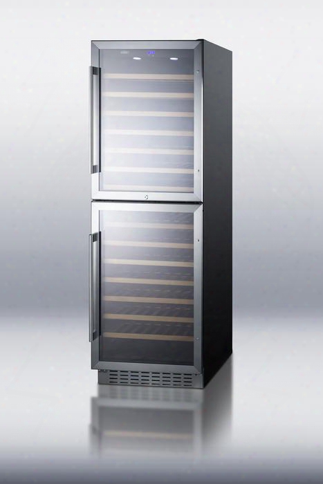 Swc1 875b Built-in Capable Two-zone 118 Btotlec Apacity Wine Cooler With Two Reversible Glass Doors Digital Thermostat Factory Installed Lock Recessed L Ed