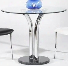 T-311-dt 36" Round Clear Glass With Beveled Edge Bistro Table Black Marble