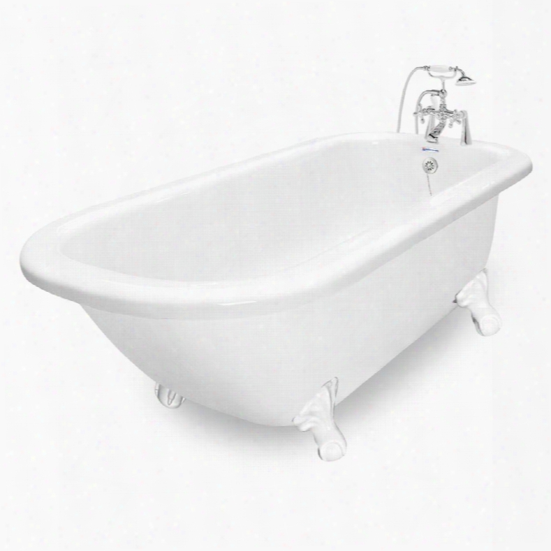 T060b-wh Maverick Bathtub Includes Faucet (f90a-) With Metal Cross Handles Pre-drilled Overflow And Drain Holes: