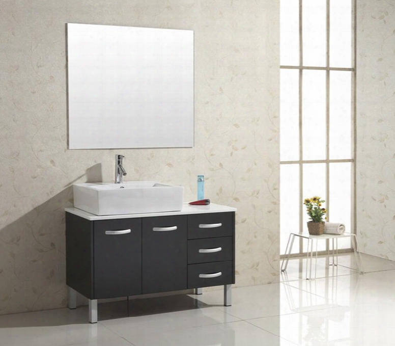 Tilda 40" Um-3069-s-bl Single Sink Bathroom Vanity In Black Finish With Artificial White Stone Countertop 2 Doors 2 Doweled Drawers And Brushed Nickel