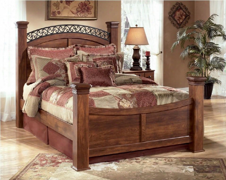 Timberrline B258-66n/71n/78/99n King Size Poster Bed With Accent Fretwork Generously Scaled Posts And Finials In Warm