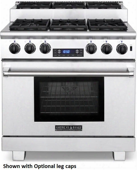 Titan Series Arr-366isdf-n 36" Freestanding Natural Gas Range With 6 Sealed Burners 5.7 Cu. Ft. Capacity Convection Oven And Island Back Trim In Stainless