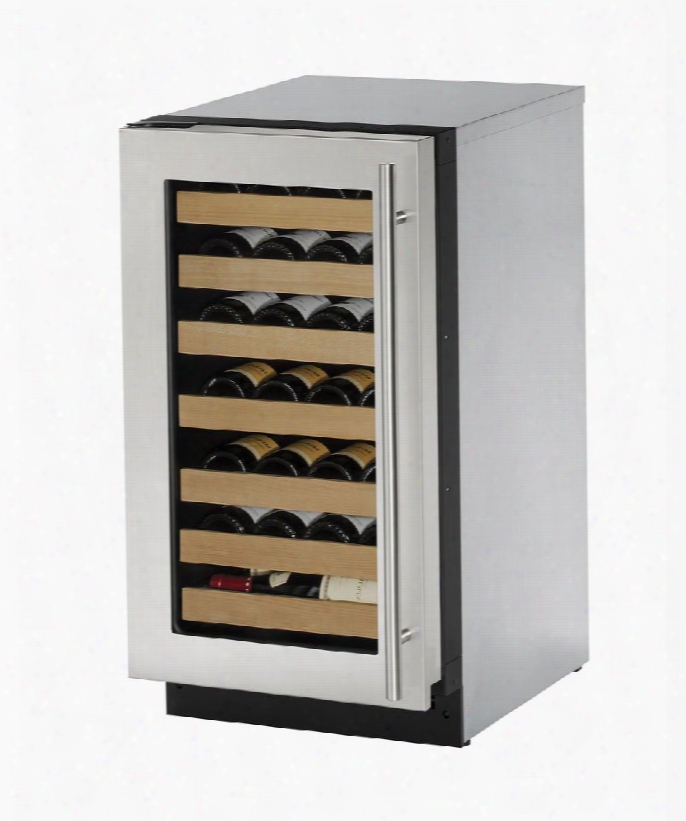 U-2218wcs-01a 18" Wine Captain With 3.6 Cu. Ft. Capacity Left Hinge Digital Passive Cooling Led Lighting 4 Leveling Legs And Solid Natural Beech Wood