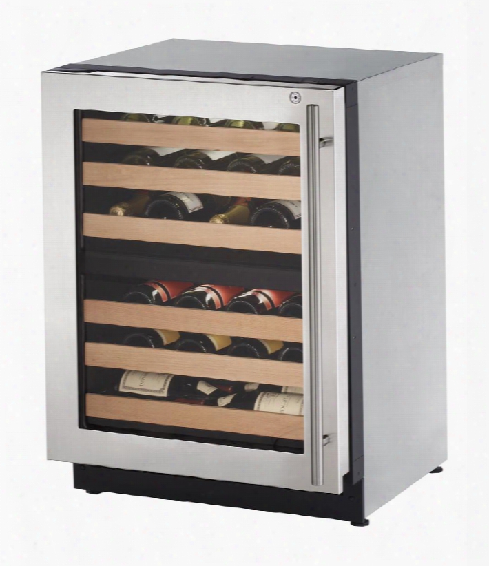 U-2224zwcs-15a 24" Wine Captain With 4.7 Cu. Ft. Capacity Left Hinge Digital Passive Cooling Led Lighting 4 Leveling Legs Black Vinyl Coated Wine Racks