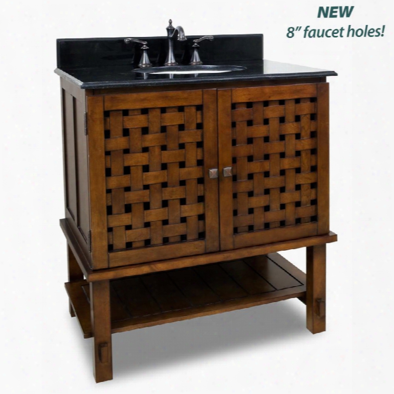 Van055-t Lyn Nutmeg Basketweave Vanity Cabinet With Preassembled Top And