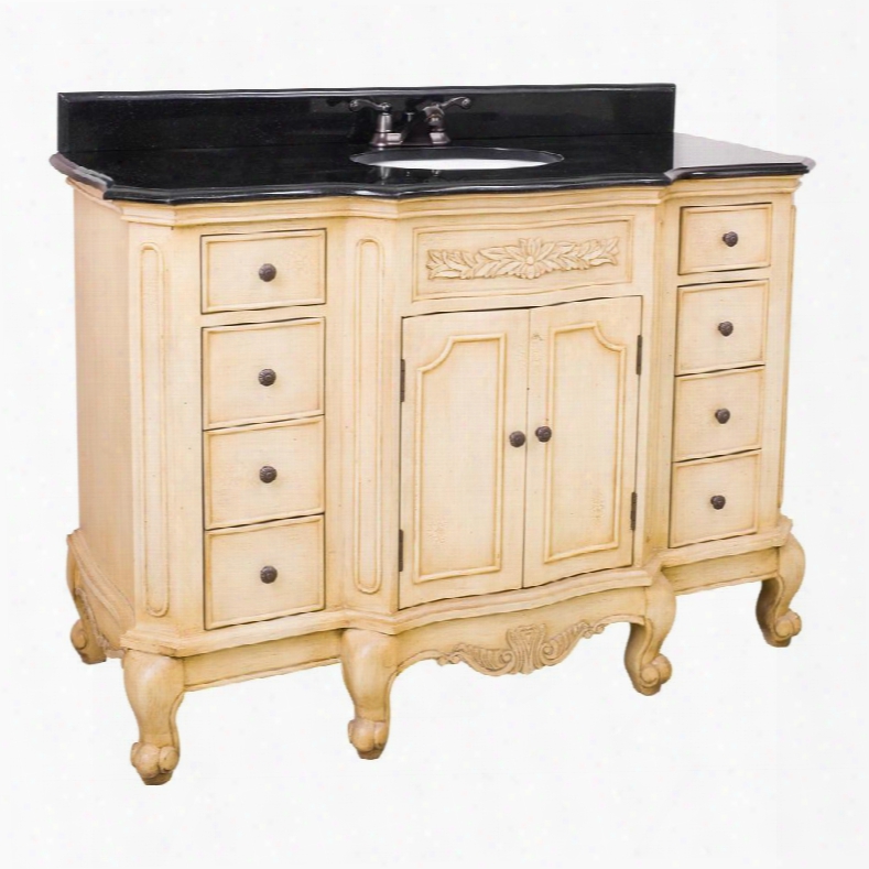 Van061-48t 50.25" Clairemont Buttercream Vanity With Preassembled Top And Bowl Cut For 8" ;faucet