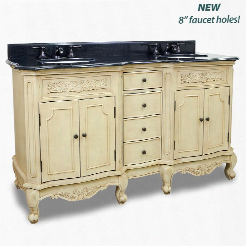 Van061d-60-t 60.875" Double Vanity With Preassembled Top Bowl And 8" Faucet Holes In