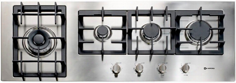 Vectgm424ss 42" Designer Series Gas Cooktop With 4 Burner Design Front Controls Sealed Burners Heavy Duty Cast Iron Grates & Caps And 20 000 Btu Tested In