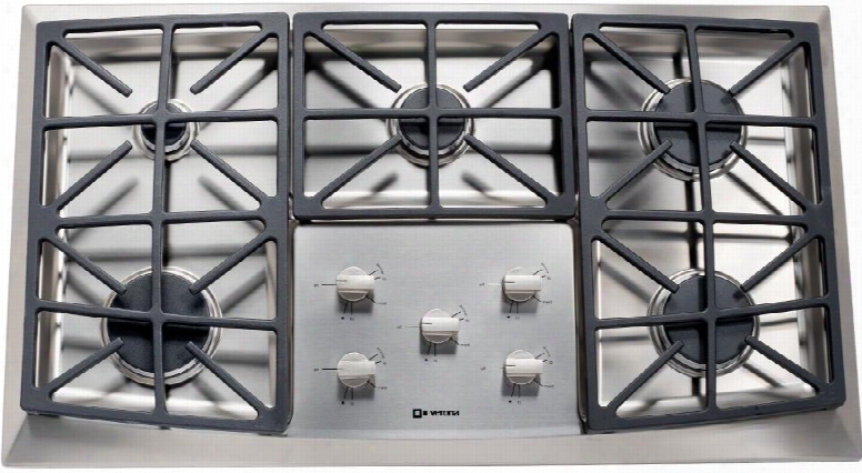 Vectgv365ss 36" Gas 5 Burner Cooktop With Stainless Steel Knobs Permanently Sealed Burners Electronic Ignition/re-ignition Continuous Grates Cast Ron